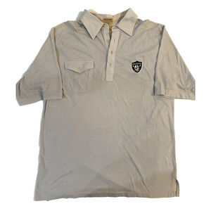 Vintage Las Vegas Raiders Polo Shirt Mens Large Gray NFL Football Logo 1990s LA